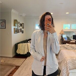 100% Cotton Striped Button Down Cover Up